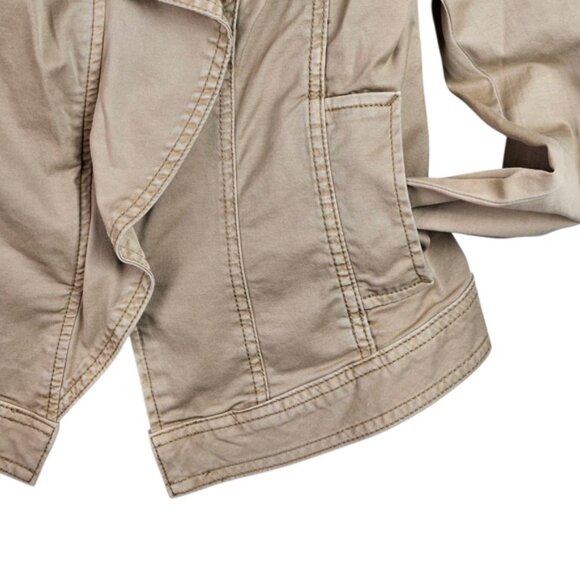 White House Black Market Womens Jacket Size 8 Tan Asymmetrical Zip Up - Picture 6 of 10